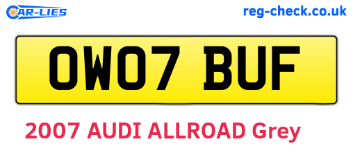 OW07BUF are the vehicle registration plates.