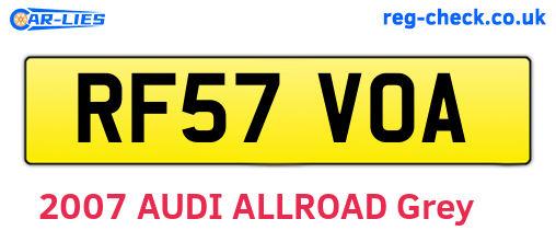 RF57VOA are the vehicle registration plates.