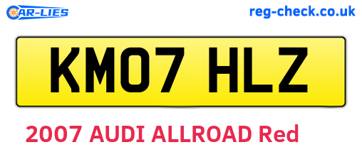 KM07HLZ are the vehicle registration plates.