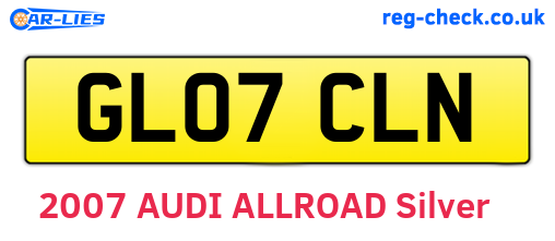 GL07CLN are the vehicle registration plates.