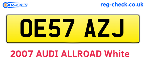 OE57AZJ are the vehicle registration plates.