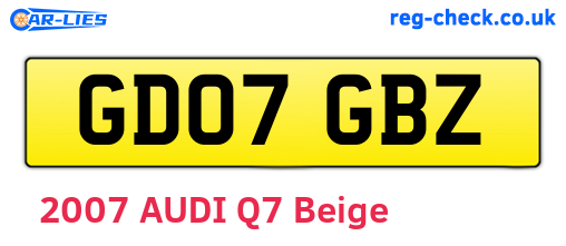 GD07GBZ are the vehicle registration plates.