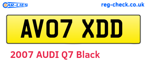 AV07XDD are the vehicle registration plates.