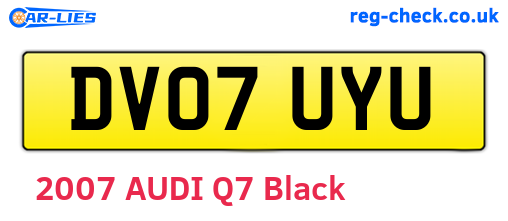 DV07UYU are the vehicle registration plates.