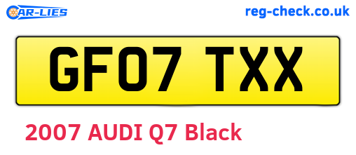 GF07TXX are the vehicle registration plates.