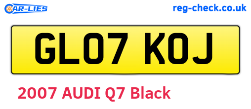 GL07KOJ are the vehicle registration plates.