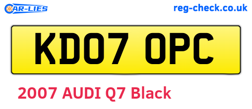 KD07OPC are the vehicle registration plates.
