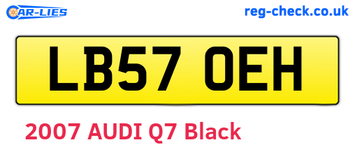 LB57OEH are the vehicle registration plates.
