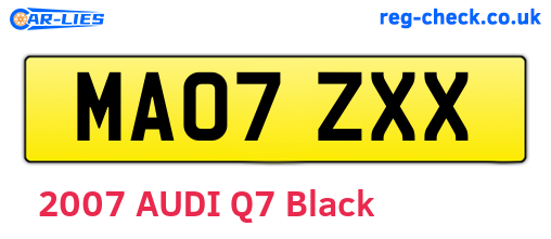 MA07ZXX are the vehicle registration plates.
