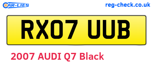 RX07UUB are the vehicle registration plates.