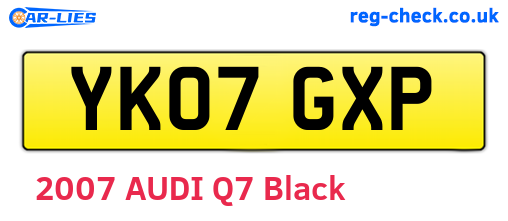 YK07GXP are the vehicle registration plates.