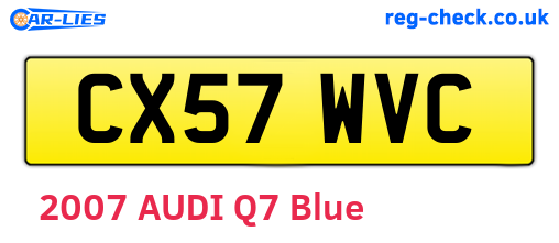 CX57WVC are the vehicle registration plates.
