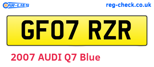 GF07RZR are the vehicle registration plates.