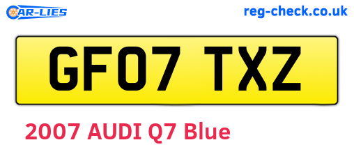 GF07TXZ are the vehicle registration plates.