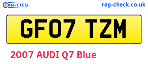 GF07TZM are the vehicle registration plates.