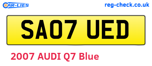 SA07UED are the vehicle registration plates.