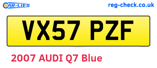 VX57PZF are the vehicle registration plates.