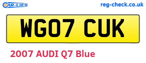 WG07CUK are the vehicle registration plates.
