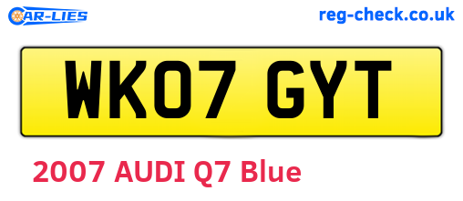 WK07GYT are the vehicle registration plates.