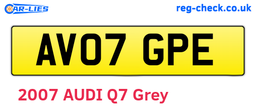 AV07GPE are the vehicle registration plates.