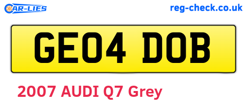 GE04DOB are the vehicle registration plates.