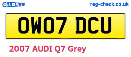 OW07DCU are the vehicle registration plates.
