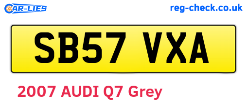 SB57VXA are the vehicle registration plates.