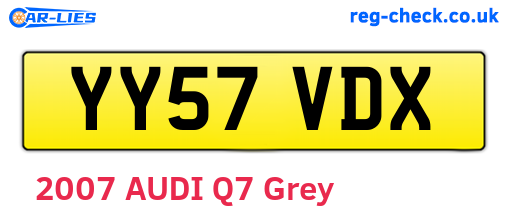 YY57VDX are the vehicle registration plates.