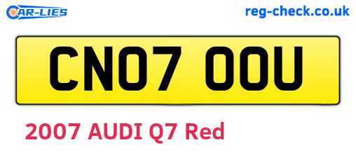 CN07OOU are the vehicle registration plates.