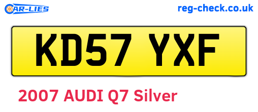 KD57YXF are the vehicle registration plates.
