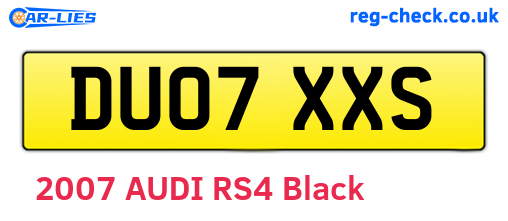 DU07XXS are the vehicle registration plates.