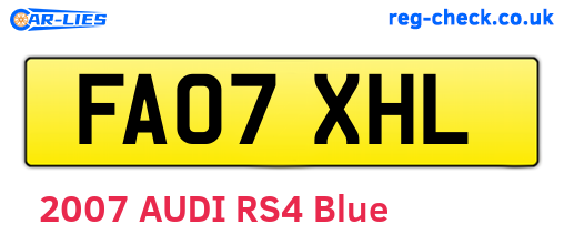FA07XHL are the vehicle registration plates.