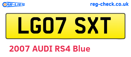 LG07SXT are the vehicle registration plates.