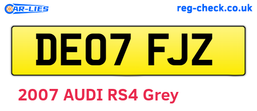 DE07FJZ are the vehicle registration plates.
