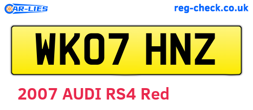 WK07HNZ are the vehicle registration plates.