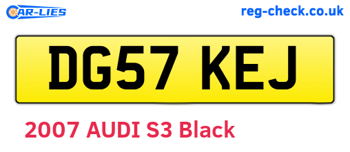 DG57KEJ are the vehicle registration plates.