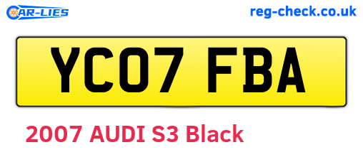 YC07FBA are the vehicle registration plates.