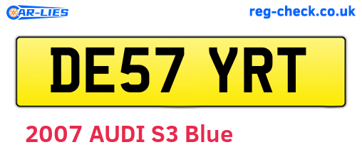 DE57YRT are the vehicle registration plates.