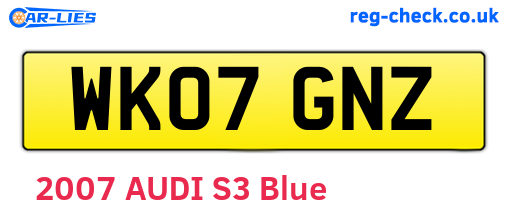 WK07GNZ are the vehicle registration plates.