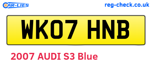 WK07HNB are the vehicle registration plates.