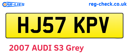 HJ57KPV are the vehicle registration plates.