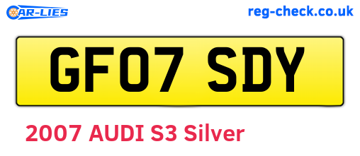 GF07SDY are the vehicle registration plates.