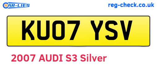 KU07YSV are the vehicle registration plates.