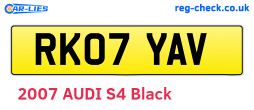 RK07YAV are the vehicle registration plates.