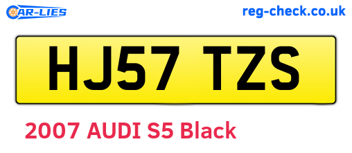 HJ57TZS are the vehicle registration plates.