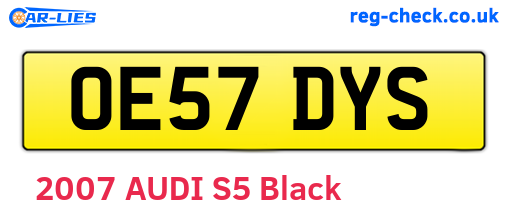 OE57DYS are the vehicle registration plates.