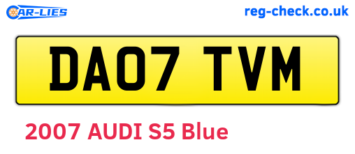 DA07TVM are the vehicle registration plates.