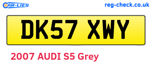 DK57XWY are the vehicle registration plates.