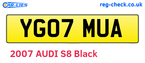 YG07MUA are the vehicle registration plates.