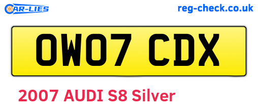 OW07CDX are the vehicle registration plates.